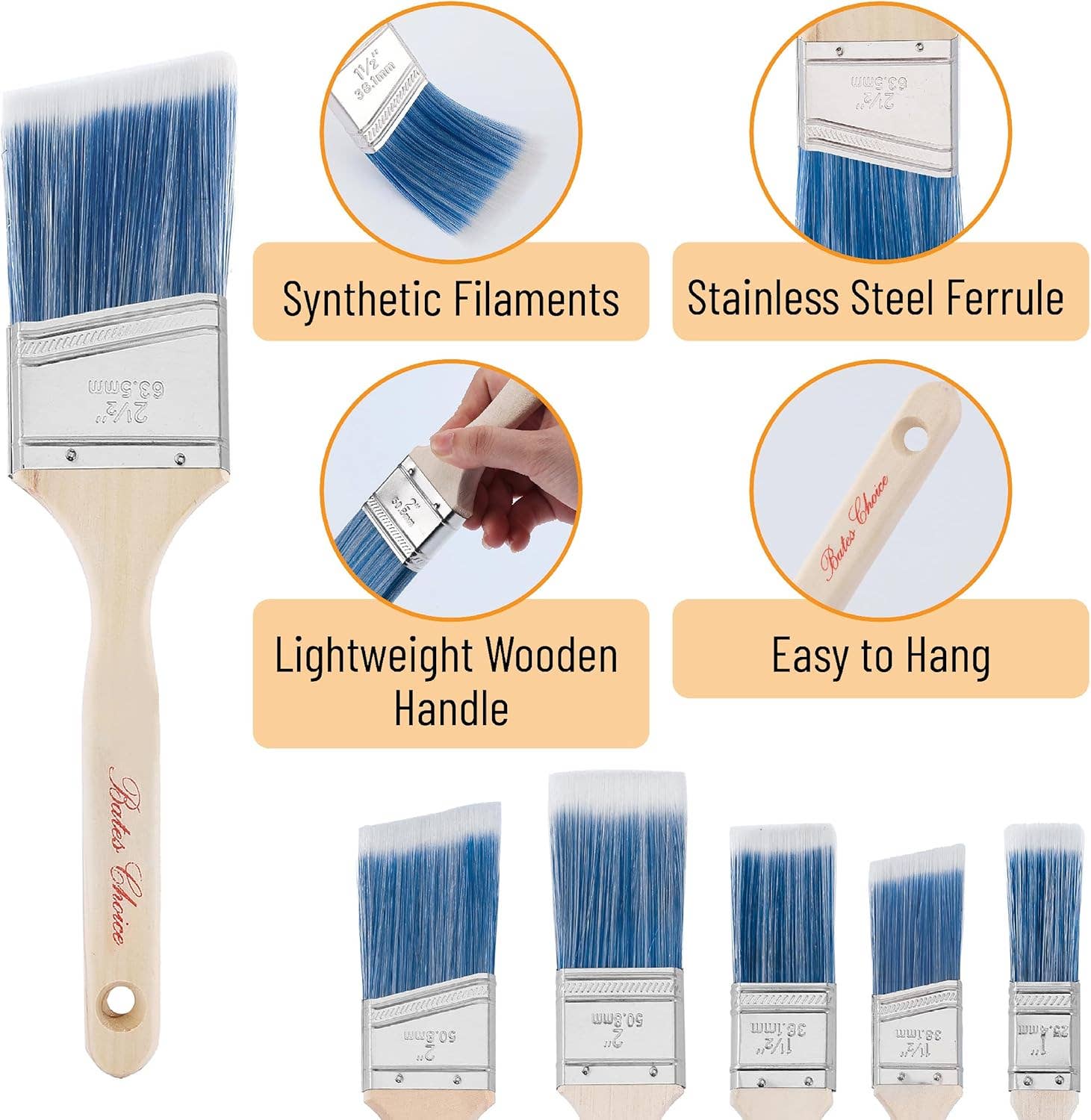 Bates Choice - Wholesale Paint/Wax Brush - Bates- Paint Brushes, 1-Inch, 12 Pack2