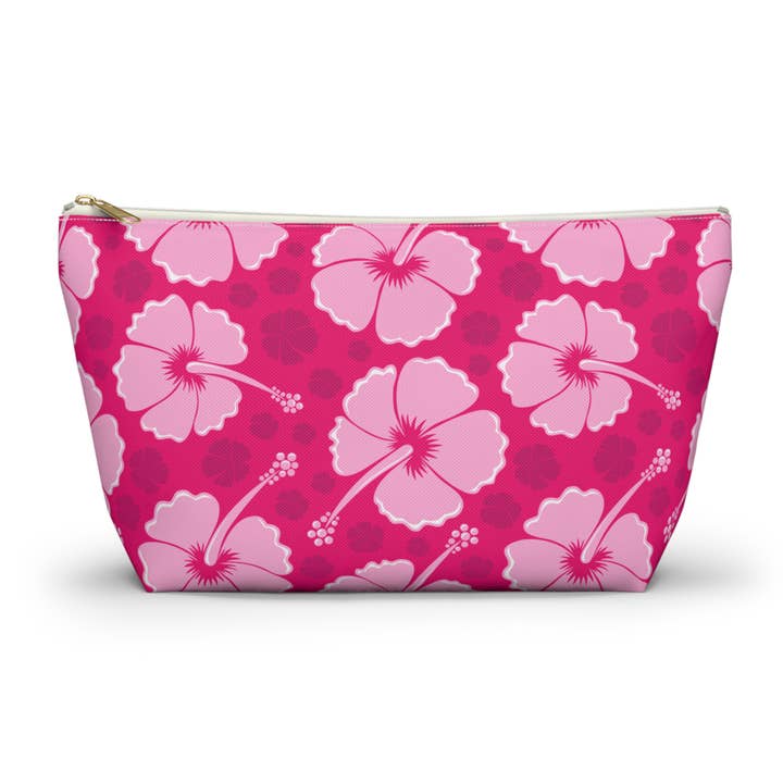 Roze hibiscusbloem accessoiretas. T-bodem etui voor wholesale door Lyn Roma