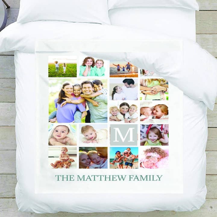 Manta Nome da Família Personalizada Com Imagens | Design Personalizado Colagem Fotográfica por atacado de Monogramonline Inc.