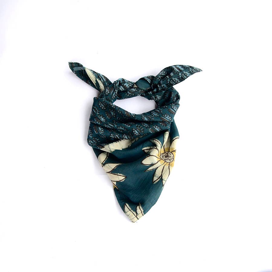 Ichcha – wholesale Scarf – Women's – Square Bandana Scarf Artisan Block print cotton Women -Jolly2