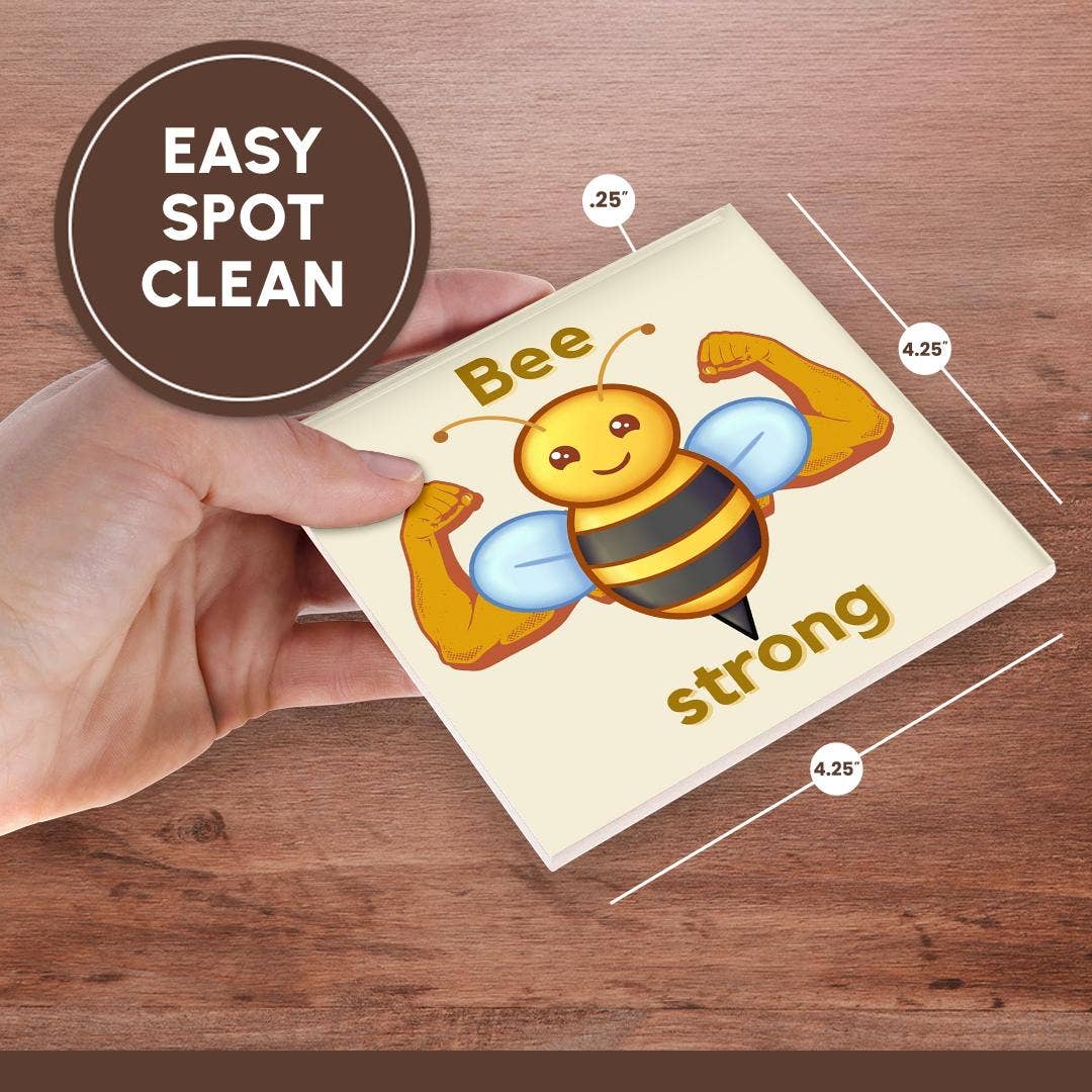 3dRose - Wholesale Coasters - 3dRose, Cute Image of Bee with Text of Bee Strong, Coaster6