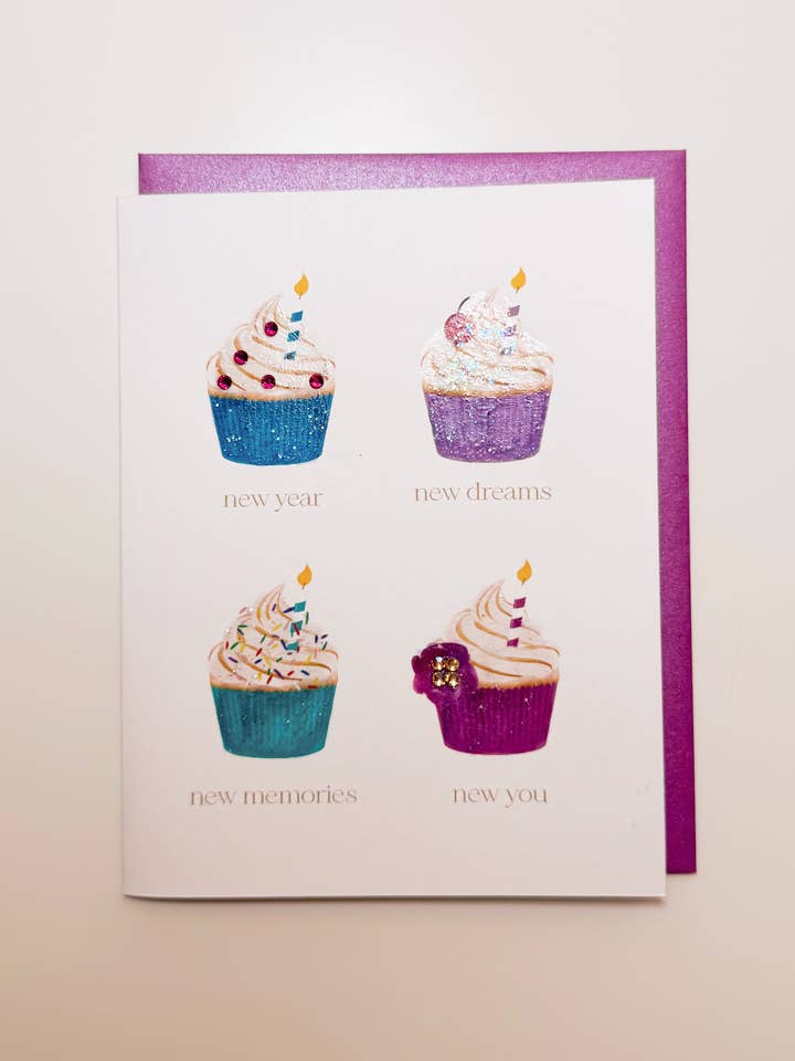 'Cupcake Quartet' Cupcake Birthday Greeting Card for wholesale by Lavender Vines