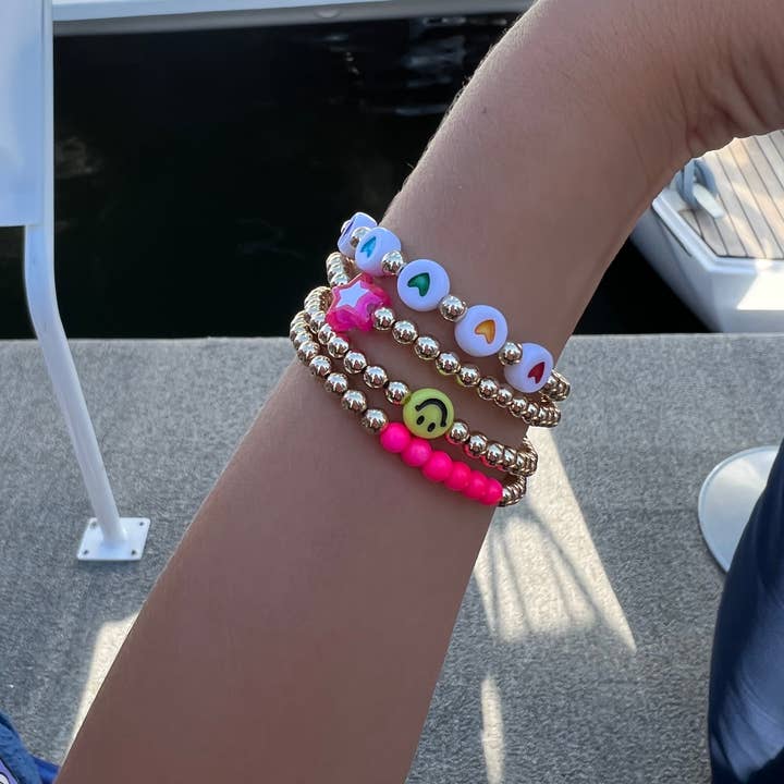 Arm Candy by Alysa - Wholesale Beaded Bracelet - Kids - Kids 14K Gold Bead Bracelet with Smiley Face (4mm)