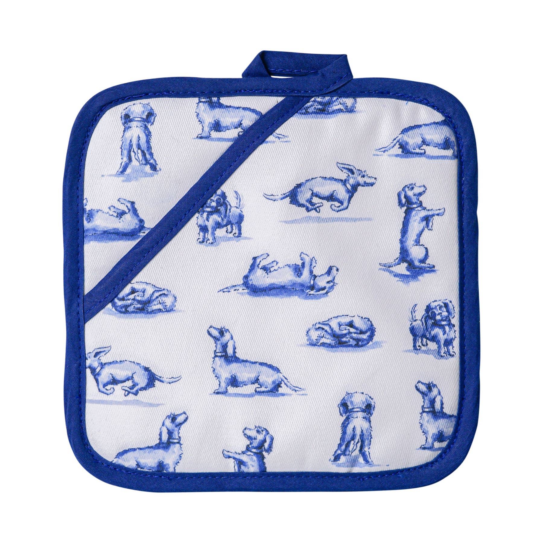 Heinen Delfts Blauw - Wholesale Ovenwant/pothouder - Pannenlap Teckel Nhaan wit0