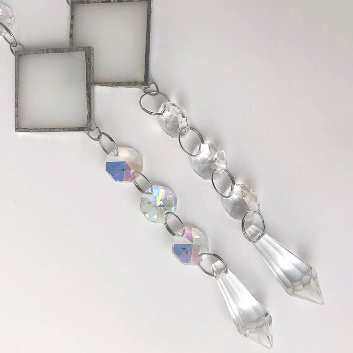 GlassHouse Design - Wholesale Suncatcher - Simple White Rainbow Maker - Crystal Sun Catcher with Stained Glass Panel3