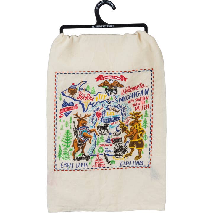 Michigan Kitchen Towel for wholesale by Primitives by Kathy