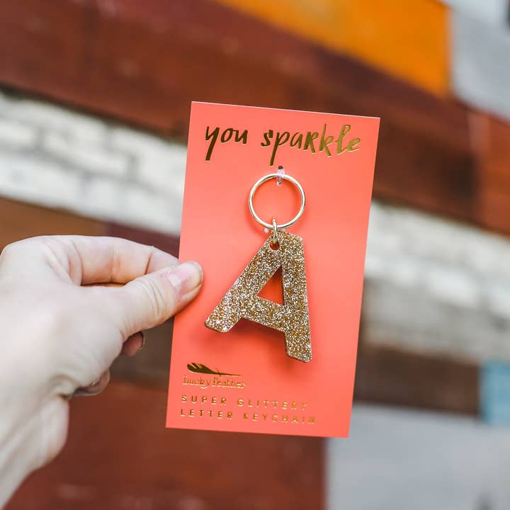 Lucky Feather - Wholesale Keychain - Women's - Glitter Keychain - Letter - A2