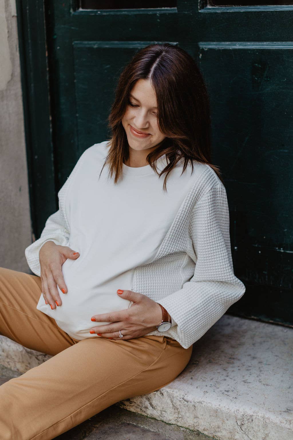 POLINA - Wholesale Nursing Top - Maternity - Julia maternity and nursing sweatshirt ecru