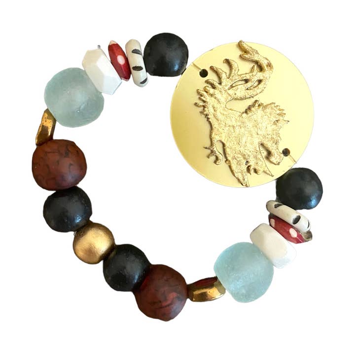 Remnant Jewelry - Wholesale Beaded Bracelet - Gamecock Gold Foil Intaglio Bracelet0