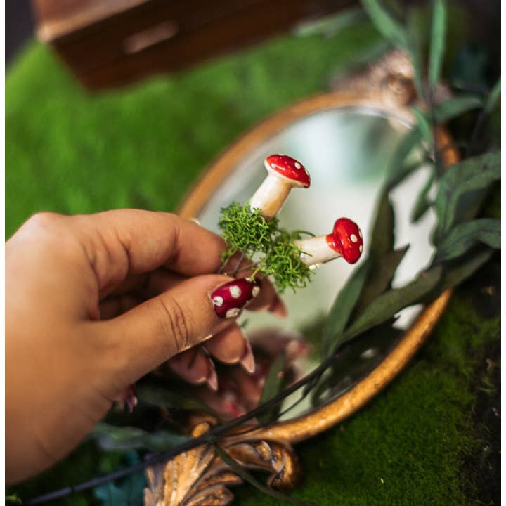 Costurero Real - Wholesale Hair Pin - Halloween Mushroom hair pins amanita fall cottagecore