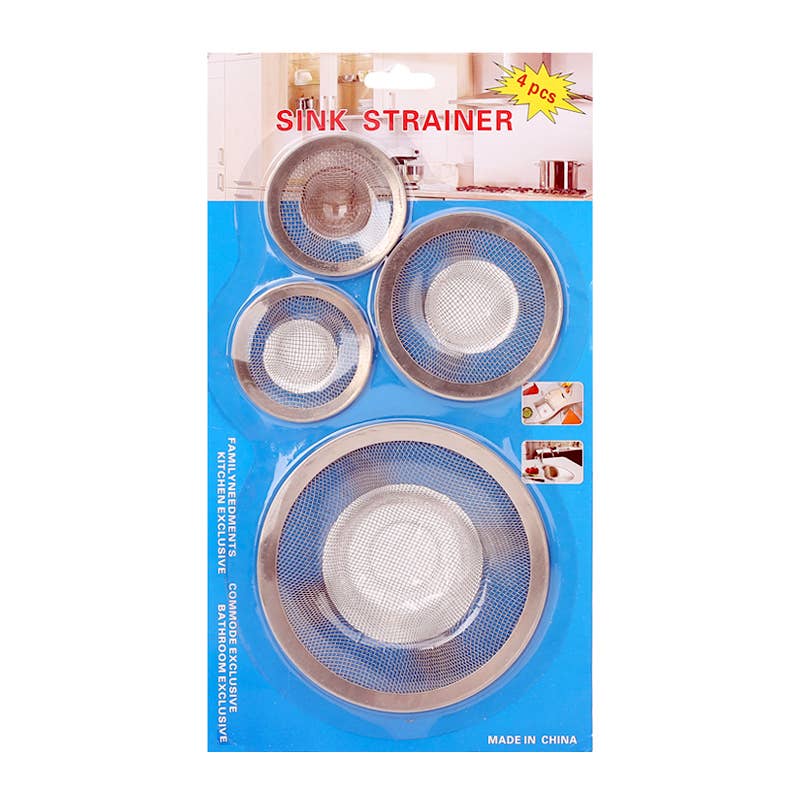 Deluxe Import Trading - Vente Filtre/bouchon d'évier - Passoire d'évier en acier inoxydable 4 pièces0