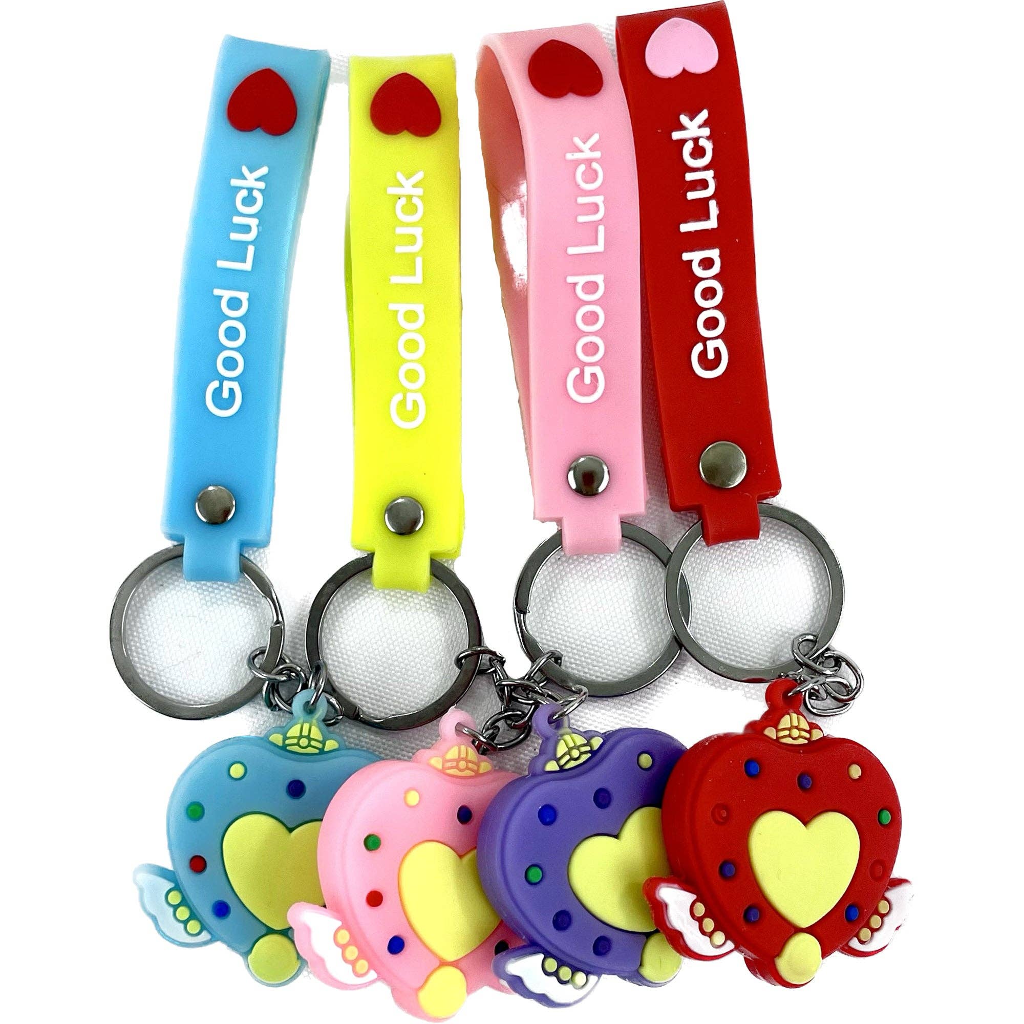 ASSORTED Heart Angel Wing Good Luck Key Chain KC21104-52 (12PC) for wholesale on Faire3