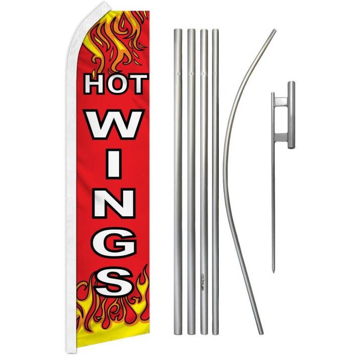 Kit Super Drapeau & Mât Hot Wings pour la vente par Flags Importer