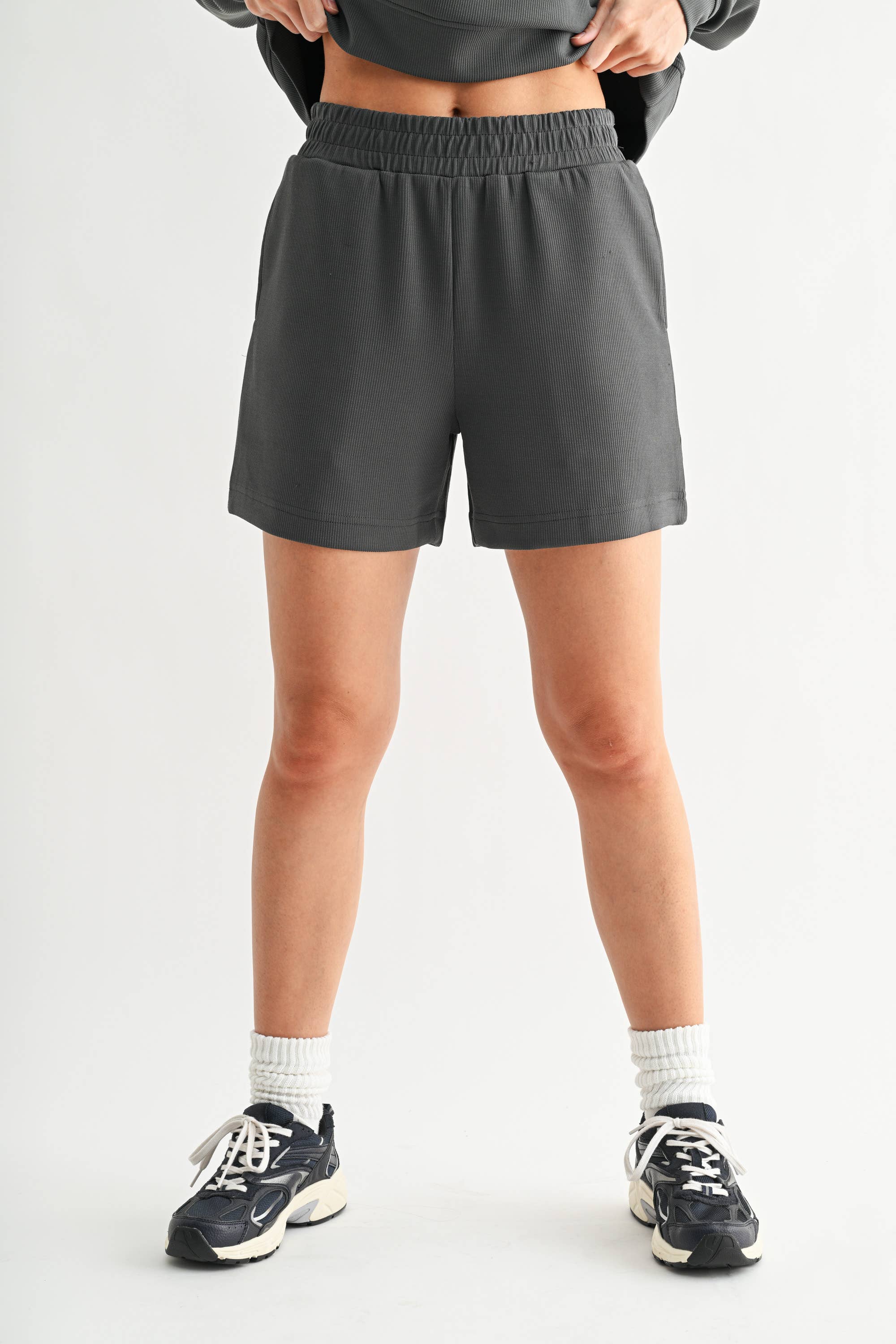 Mono B - Wholesale Lounge Shorts - Women's - Luxe Sand Wash Rib Lounge Shorts21