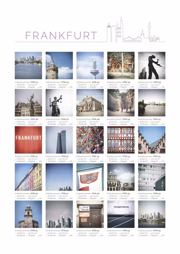 Kila-Photography - Deine Stadt auf Holz - Vente Affiche d'art - carré photo 15x15cm - Francfort sur bois4