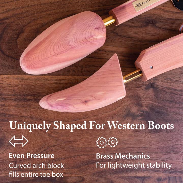 FootFitter - Wholesale Shoe Horn - Unisex - FootFitter Western Cedar Boot Tree - Shoe Trees for Western Cowboy Style Boots - CW12
