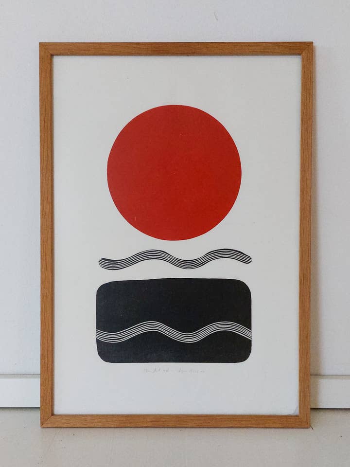 Impresión de Arte Completa en Linóleo Rojo sobre Papel Gampi para venta al por mayor de Bcntku Art Studio