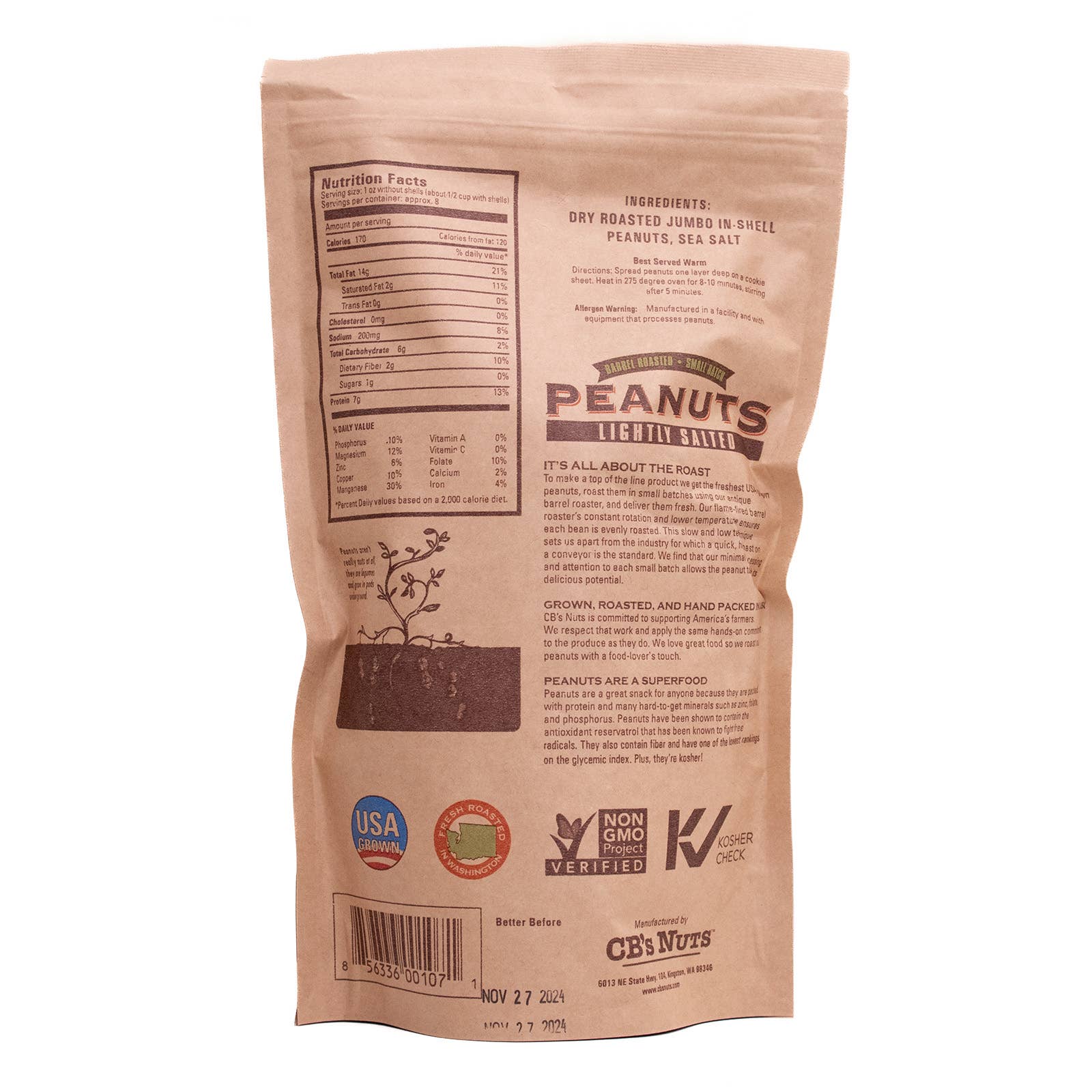 CB's Nuts – wholesale Nuts – 12oz Lightly Salted Jumbo Peanuts - 121