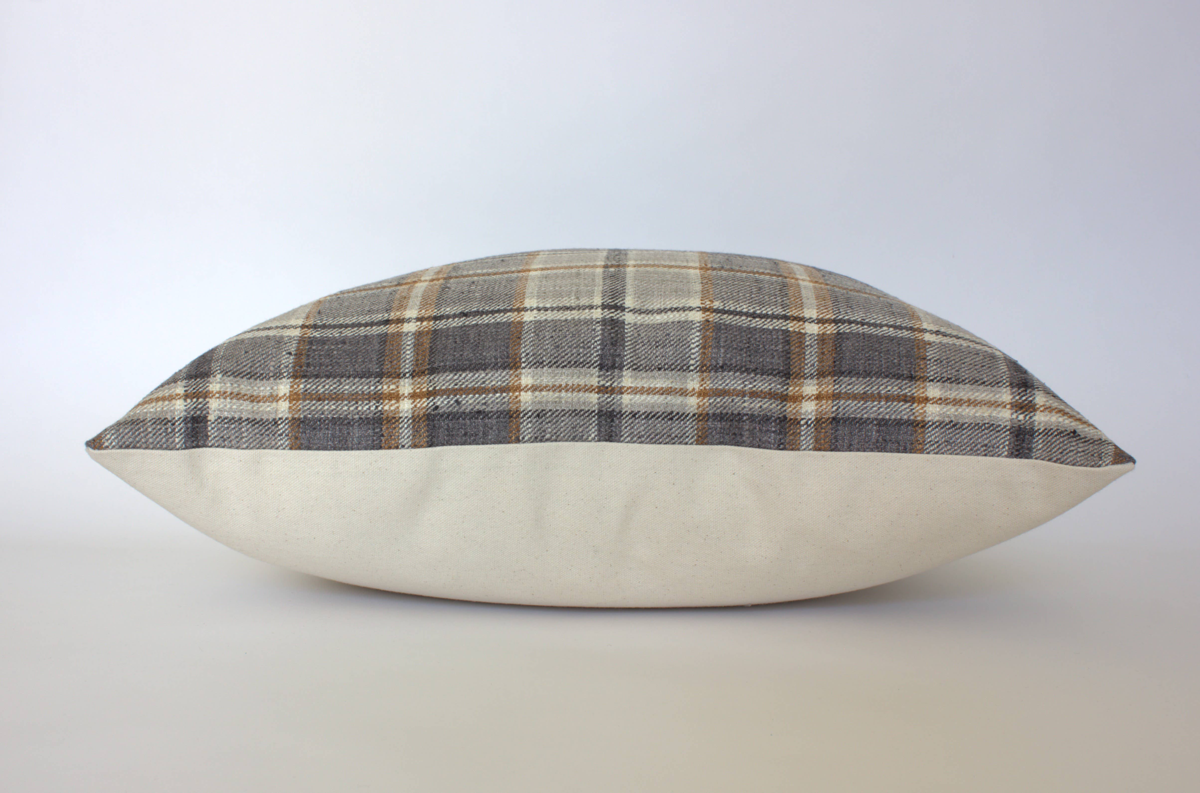 Textileish - Wholesale Throw pillow cover - Brown Plaid Throw Pillow Cover, Neutral Beige Pillow | Nolan5