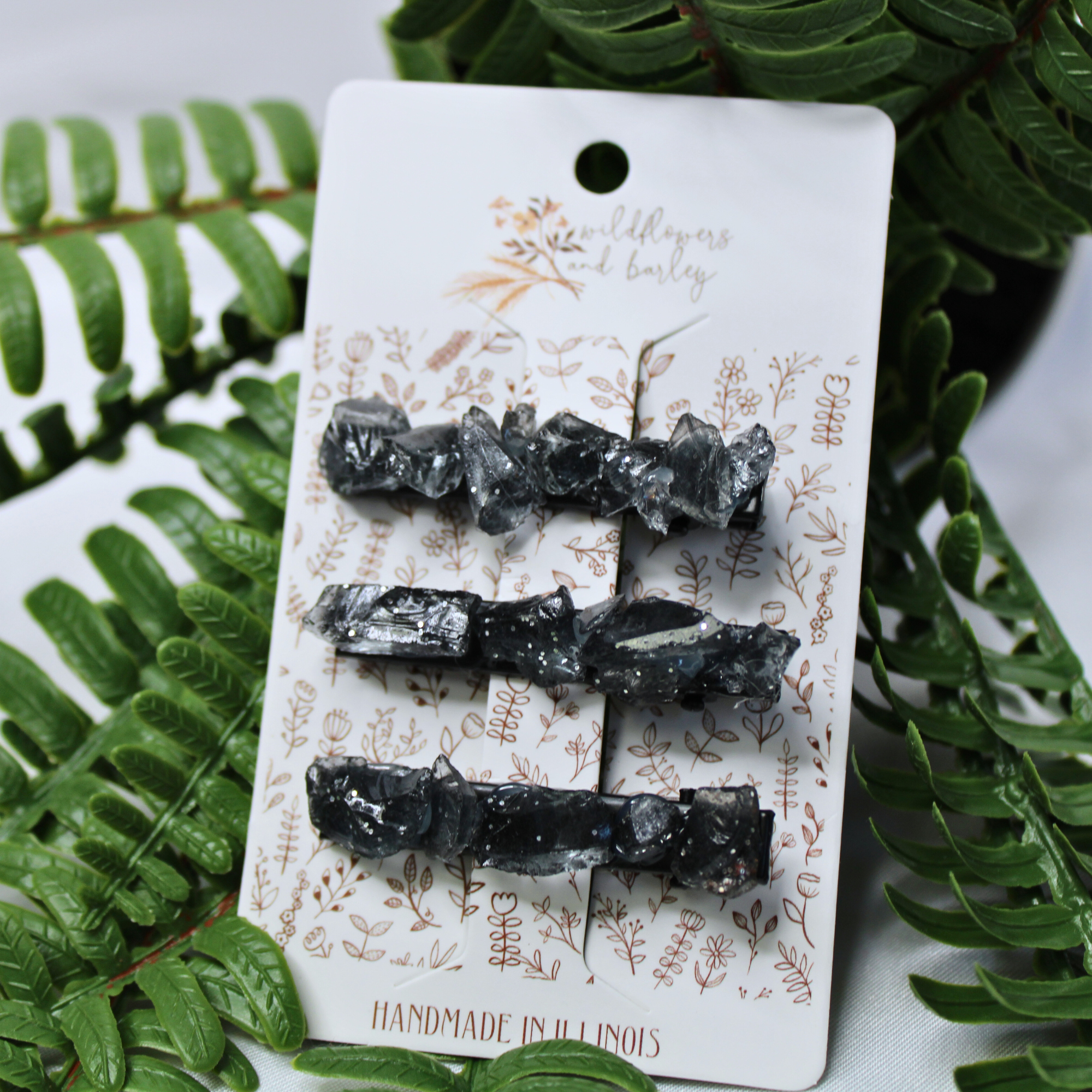 Wildflowers and Barley - Venta al por mayor Accesorio para sombrero - Mujer - Paquete de 3 clips para sombrero de cristal hecho a mano3