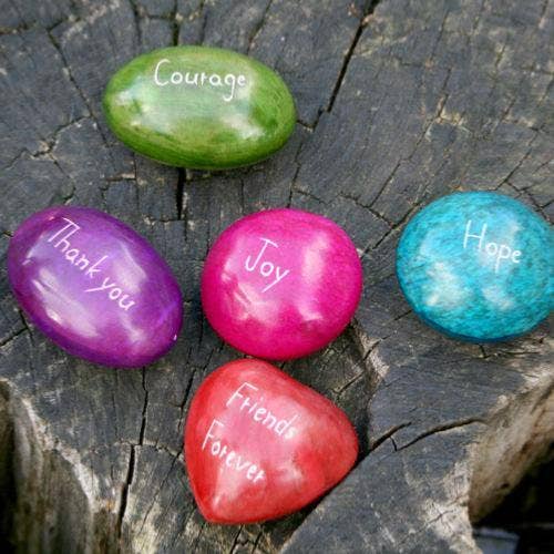 Shared Earth – wholesale Spiritual stone/crystal – Pack of 50 Assorted Sentiment Pebbles designs vary0