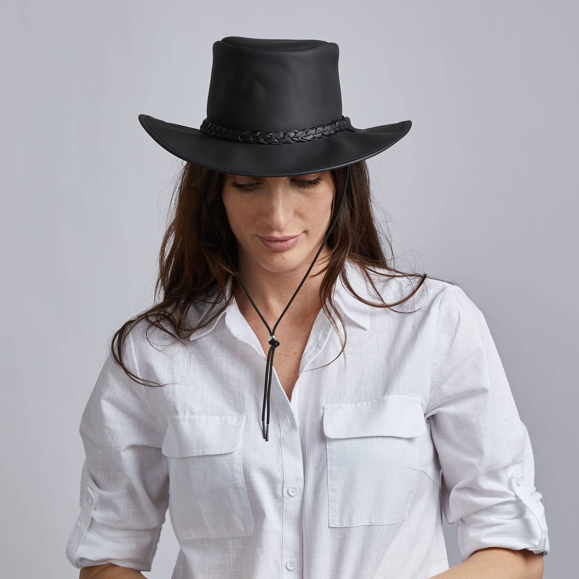 American Hat Makers - Wholesale Cowboy Hat - Unisex - Premium Crushable Leather Outback Hat - Style Crusher20