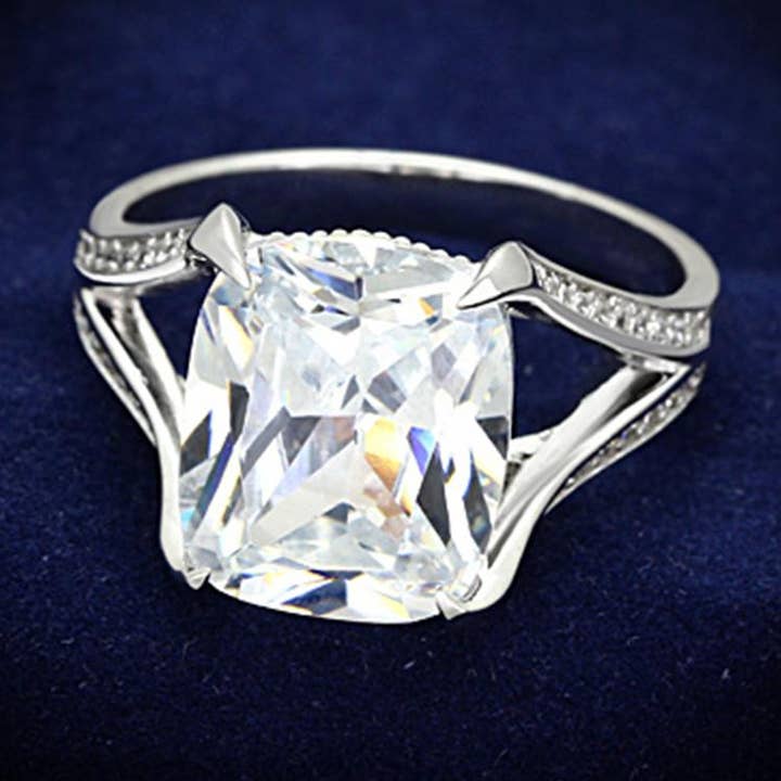 TS174 - Anel de prata esterlina de ródio 925 com grau AAA CZ em transparente por atacado de Alamode