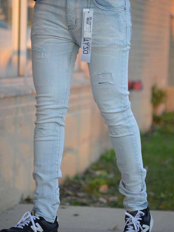Premium Disaster - Wholesale Jeans - Men's - SUPER STRETCH DENIM - SLIM FIT - ICE BLUE (DZTR-278)