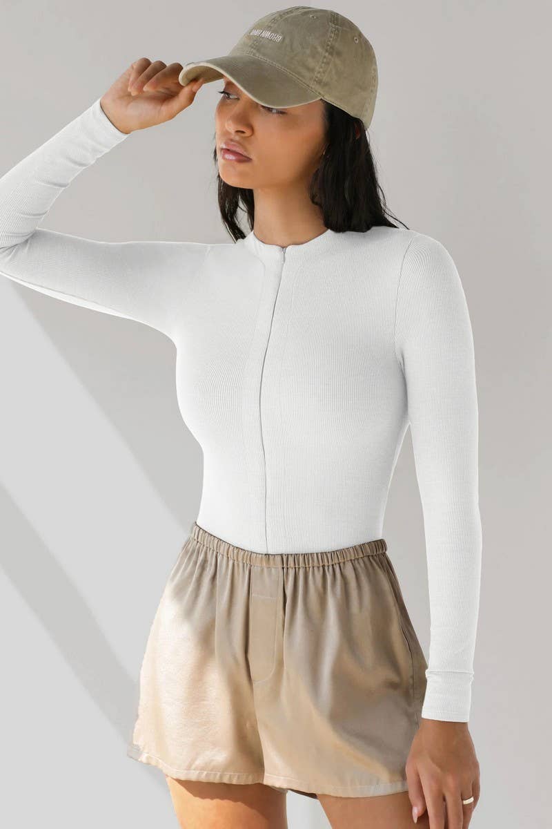 Lily Clothing - Vente Body – femme - HAUTS ZIPPÉS SEXY À MANCHES LONGUES, BODYSUITS_CWSBS01104