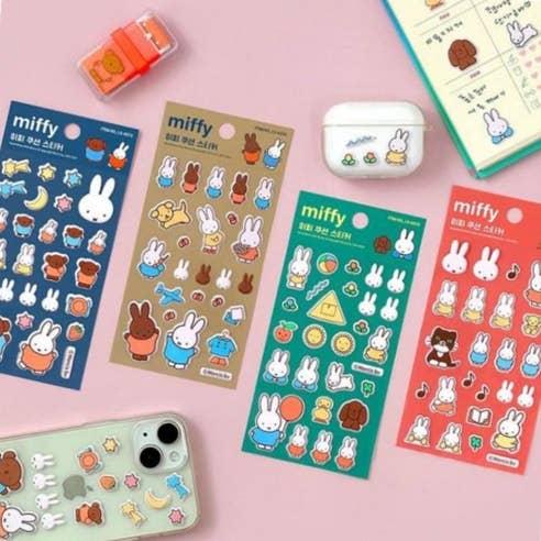 K-Wonderland – Großhandel Aufkleber – Miffy weiche Kissen-Aufkleber im 4er-Pack