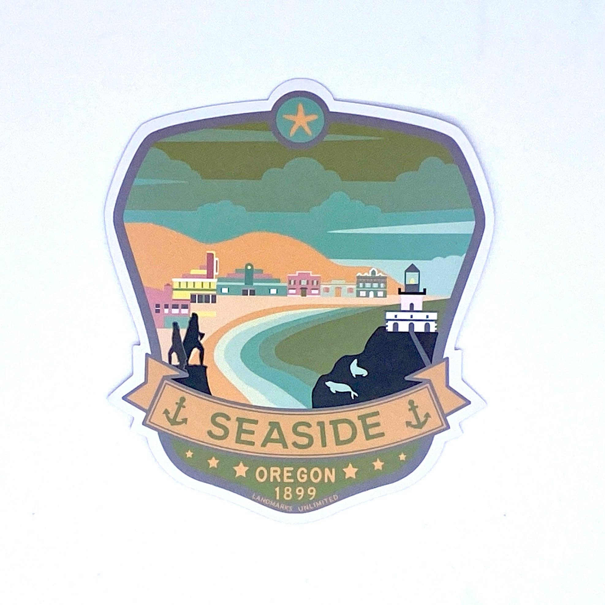 Landmarks Unlimited – Engroshandel Klistermærke – Seaside Oregon - 4" Vinyl Sticker