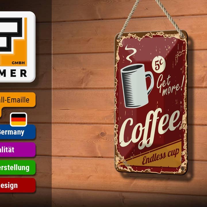 Femer – wholesale Skylt – Retro 12 x 18 cm Kaffe Endlös kopp Metalldekorativ skylt Plåtskylt