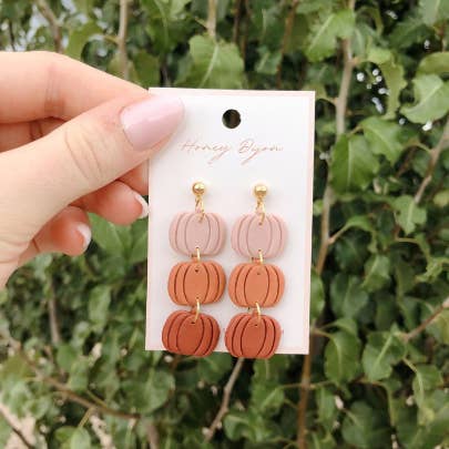 Pumpkin Dangle Polymer Clay Earrings for wholesale by Honey Dijon