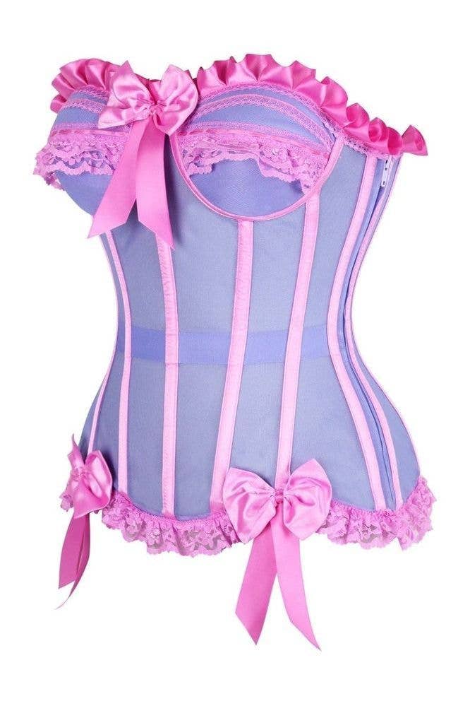 Daisy Corsets – Bustier - Mulher por atacado – Corselete de Aço com Aros em Malha Roxa/Rosa de Alta Qualidade1