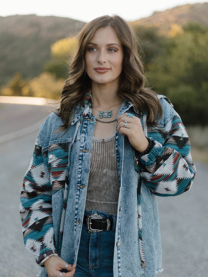 Southern Roots Denim Shacket for wholesale by Sterling Kreek
