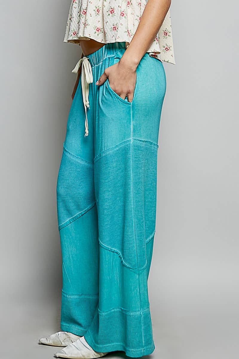 Pol Clothing - Wholesale Pants - Women's - Contrast ribbed elastic waist casual knit culottes pants23