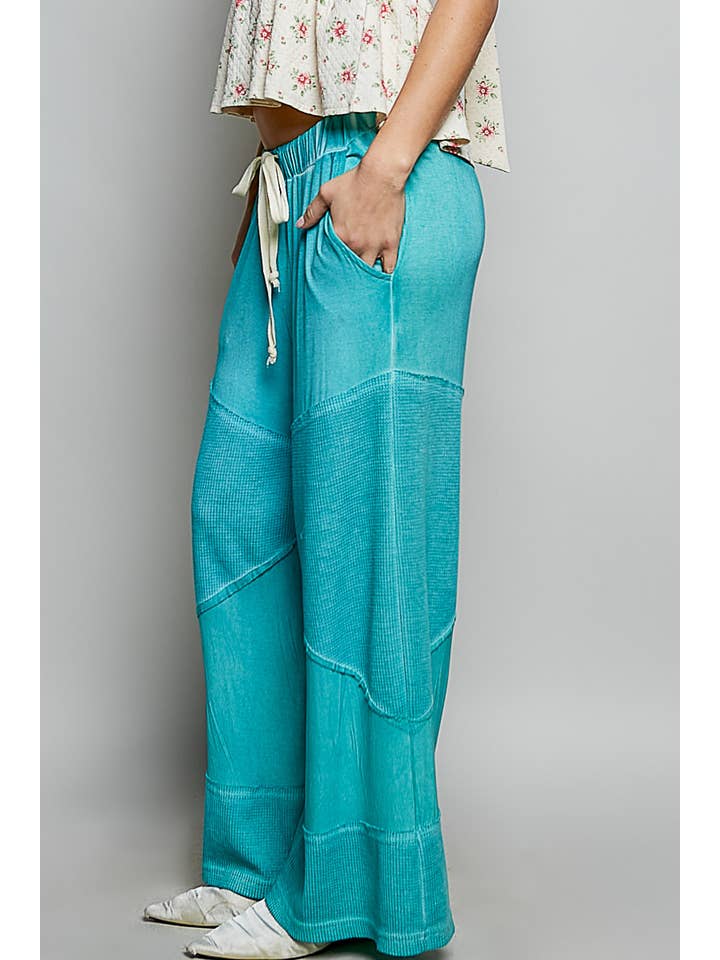 Pol Clothing - Wholesale Pants - Women's - Contrast ribbed elastic waist casual knit culottes pants23