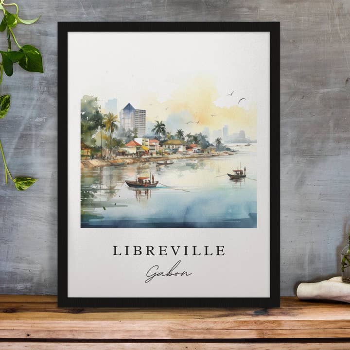 Premium Travel Art - Wholesale Art Print - Libreville Gabon wall art - Gabon, Libreville poster, Libreville Wedding gift, Libreville Birthday present, Custom Text, Personalized Gift5