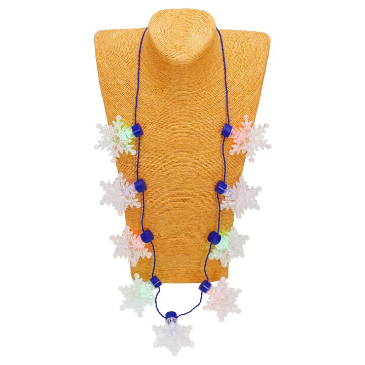 CLEAR Snowflake Crystal Flashing String Light Necklace for wholesale on Faire1