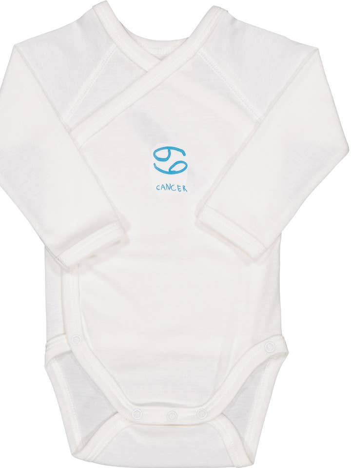 Langærmet babybody Kræft - økologisk bomuld for engroshandel hos charlie dans les étoiles