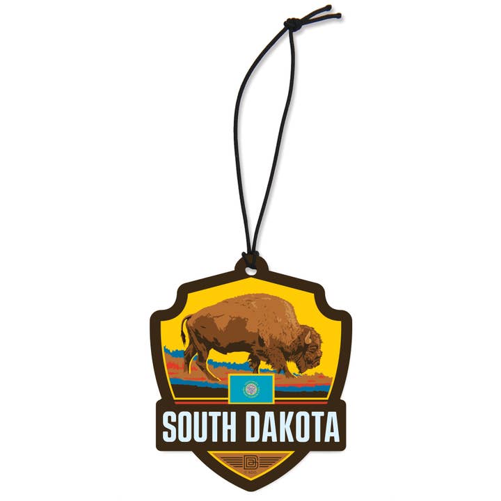 SD Bison Emblem Wooden Ornament for wholesale by Tourist Courts