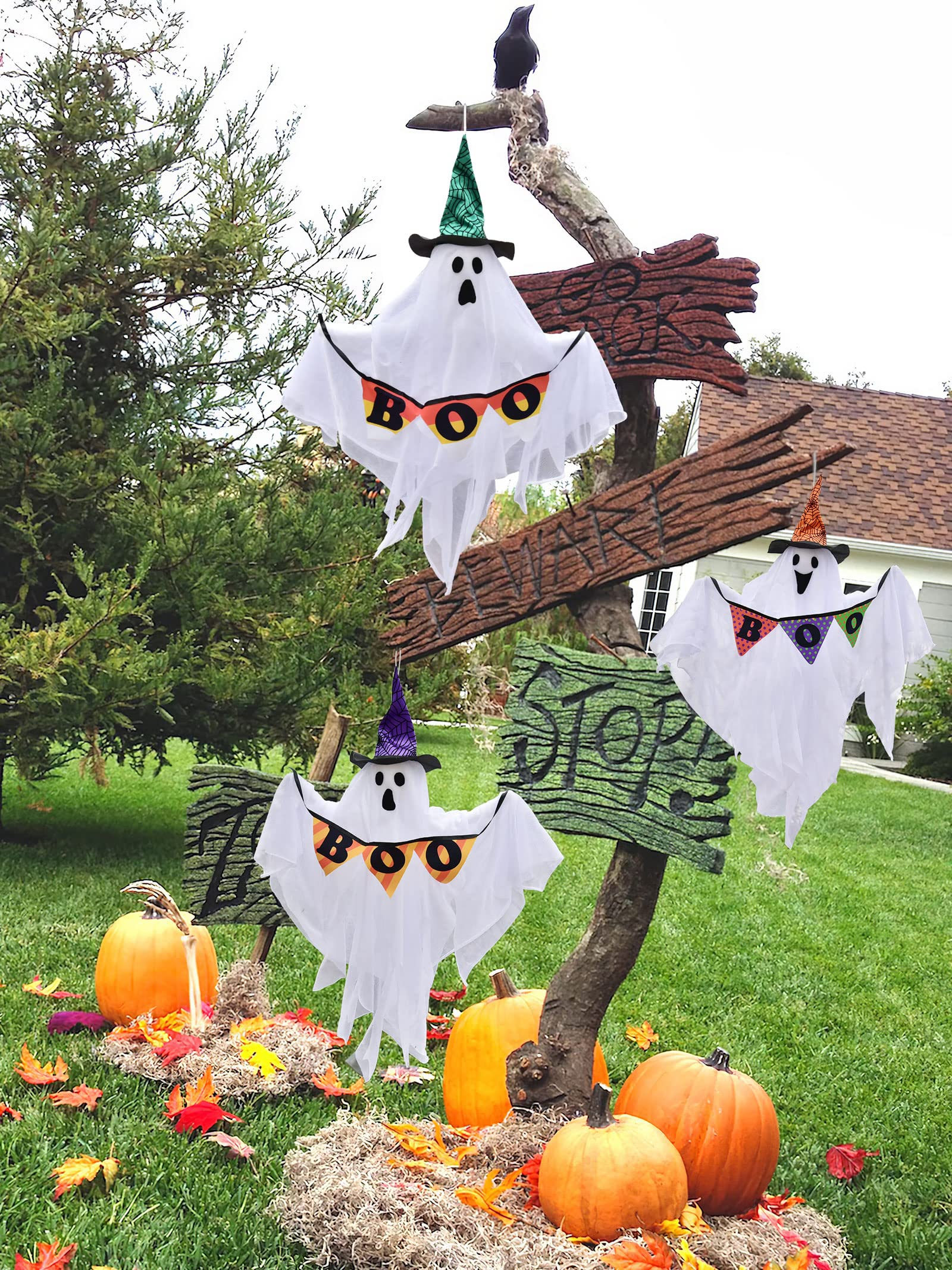 Fun Little Toys – Engroshandel Udendørs pynt/dekoration – Halloween spøgelse dekorationer med heks hat udendørs9