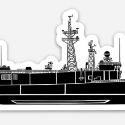 Vinylstickerillustratie van Oliver Hazard Perry Class Fregat voor wholesale door Bellavance Ink