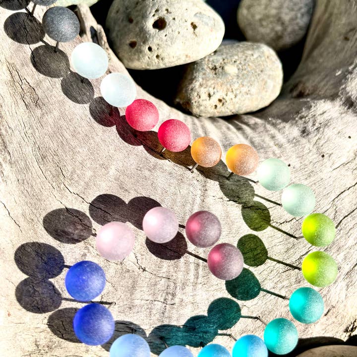 Flame Work Designs - Glass Jewelry - Wholesale Jewelry Set - Sea Glass Earring Set, 3 Pairs of Studs1