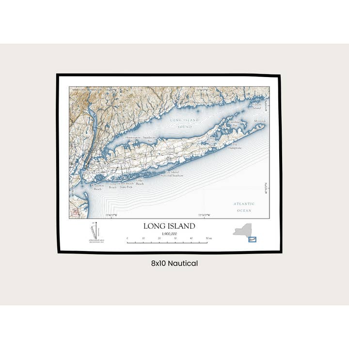 Scott Lussier Maps - Wholesale Map - Long Island New York Map Art Print NAUTICAL