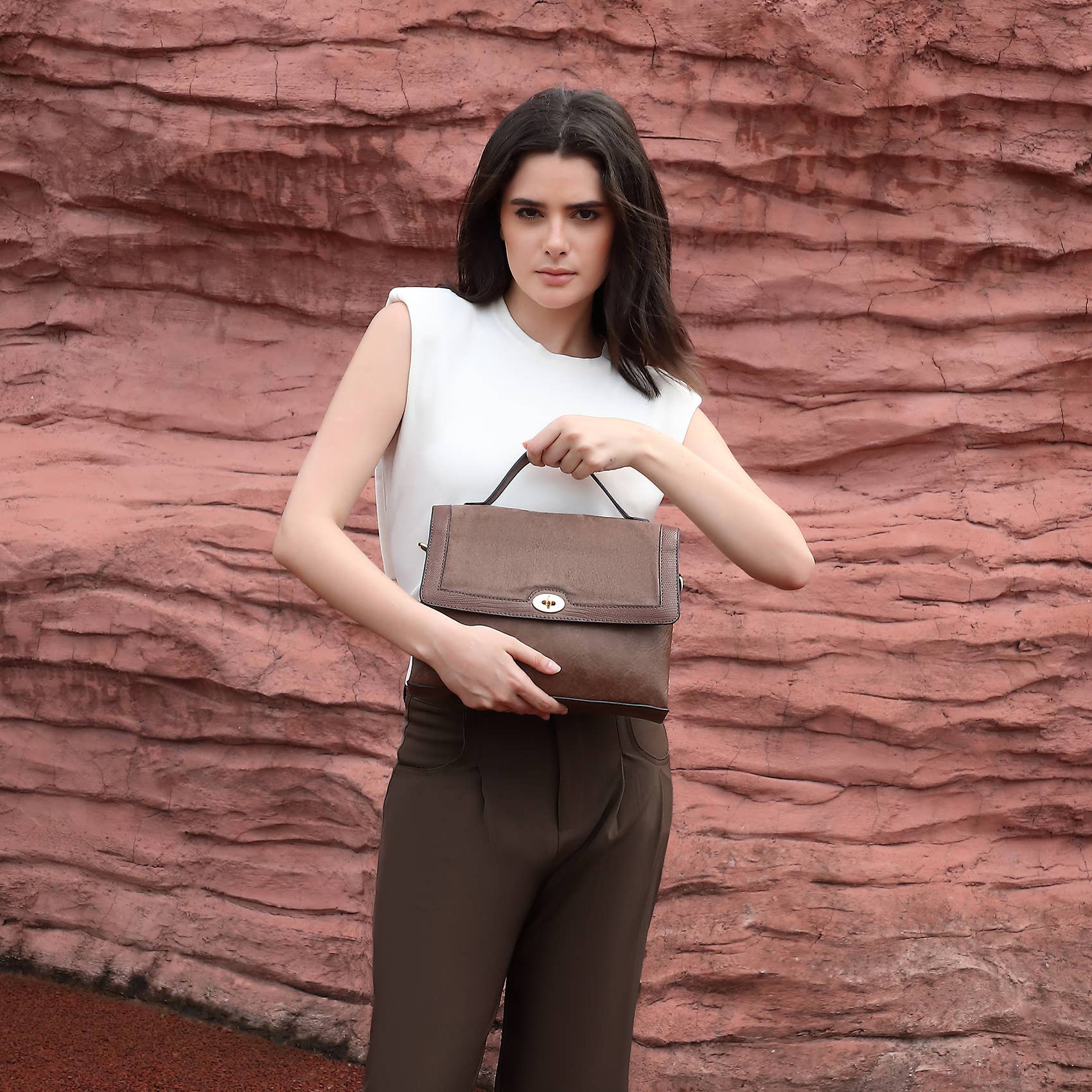 INES DELAURE - Wholesale Top Handle Bag - Women's - Handbag with 2 compartments3