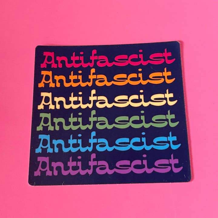 Autocollant en vinyle Colorfully Antifascist pour la vente par Restrained Grace