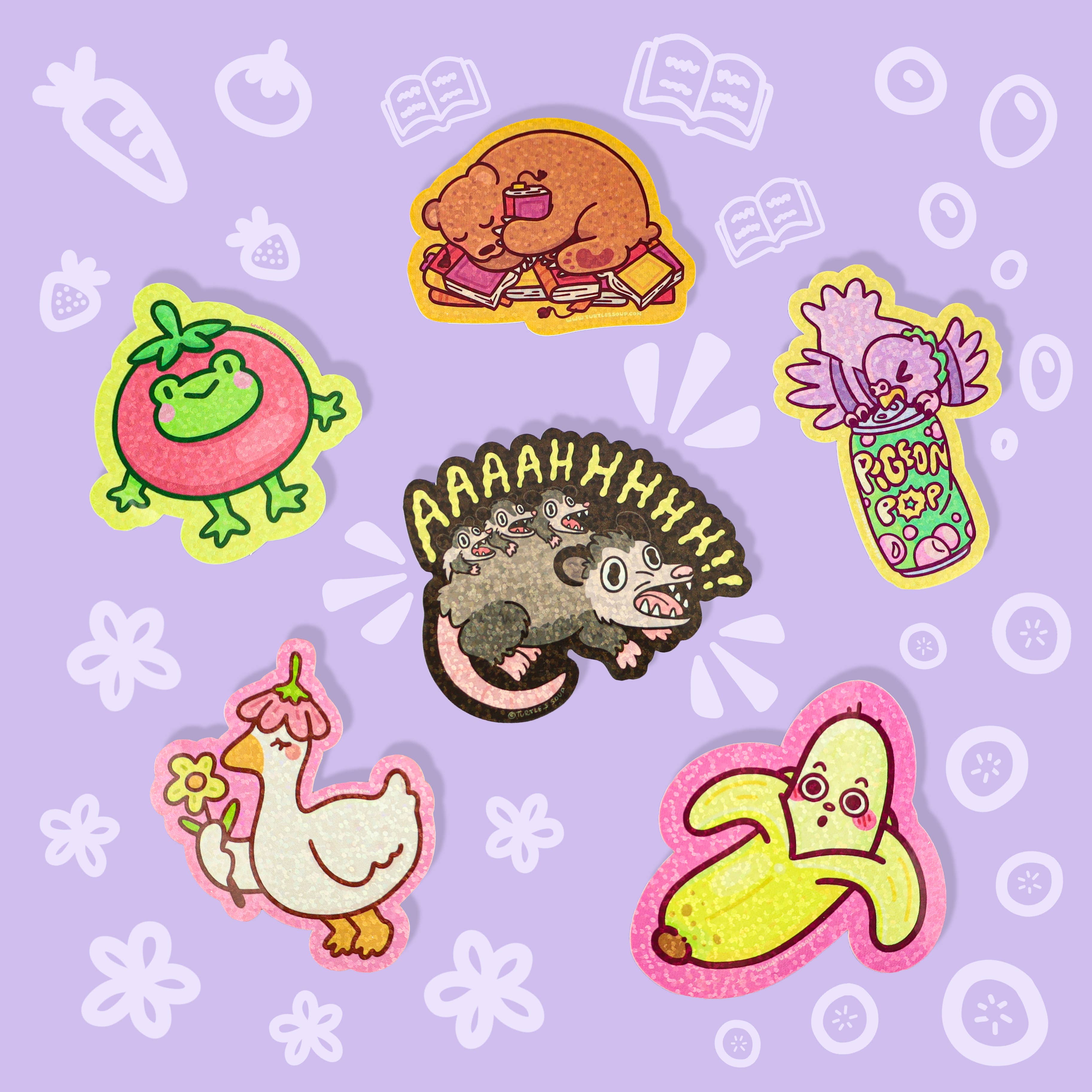 Turtle's Soup - Wholesale Sticker - Screaming Opossum | Glitter | Holo | Possum | Vinyl Sticker1