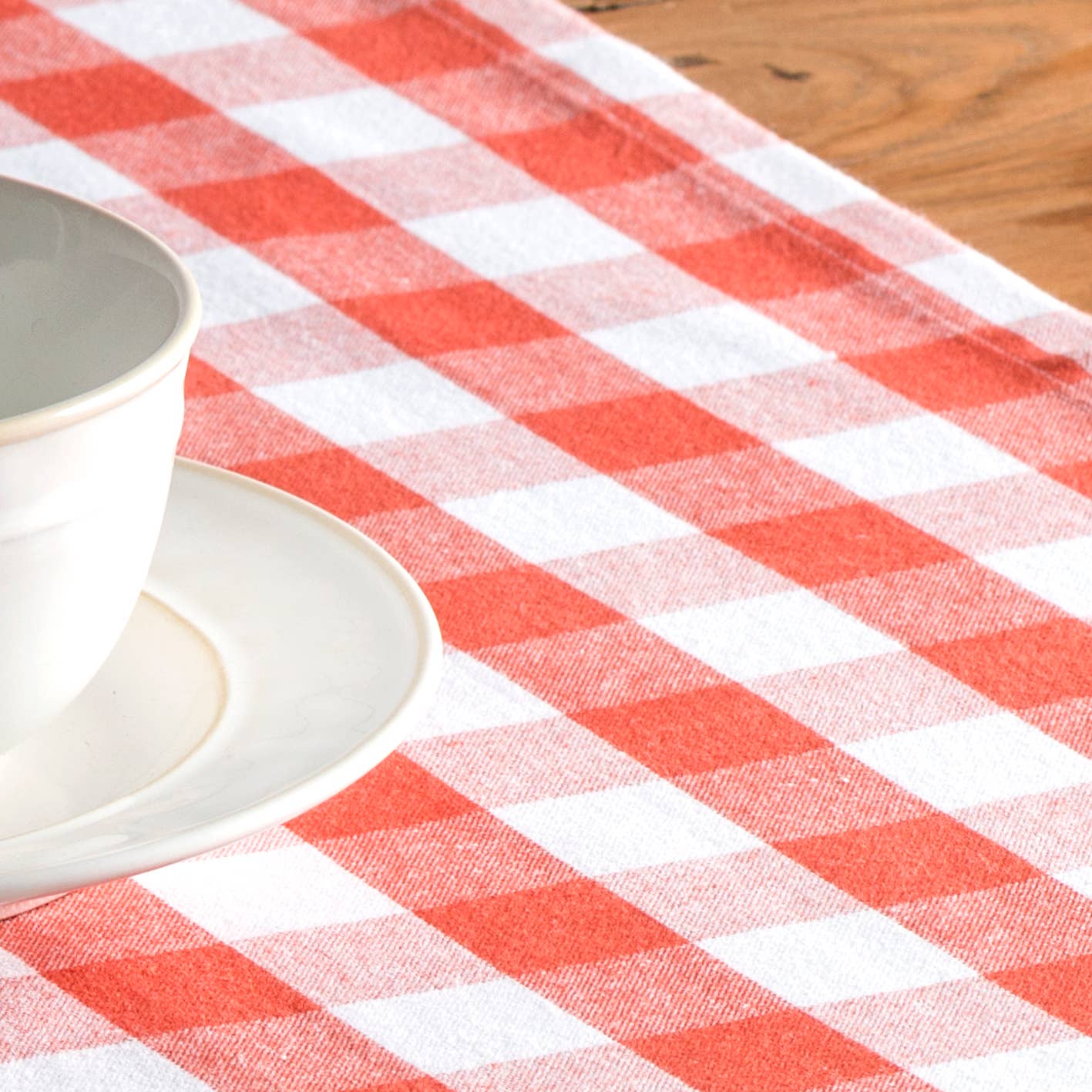 MDH - Yarn Dyed Checks - Wholesale Table Runner - Table Runner - Single Layer - Burnt Ochere Rosmalen7