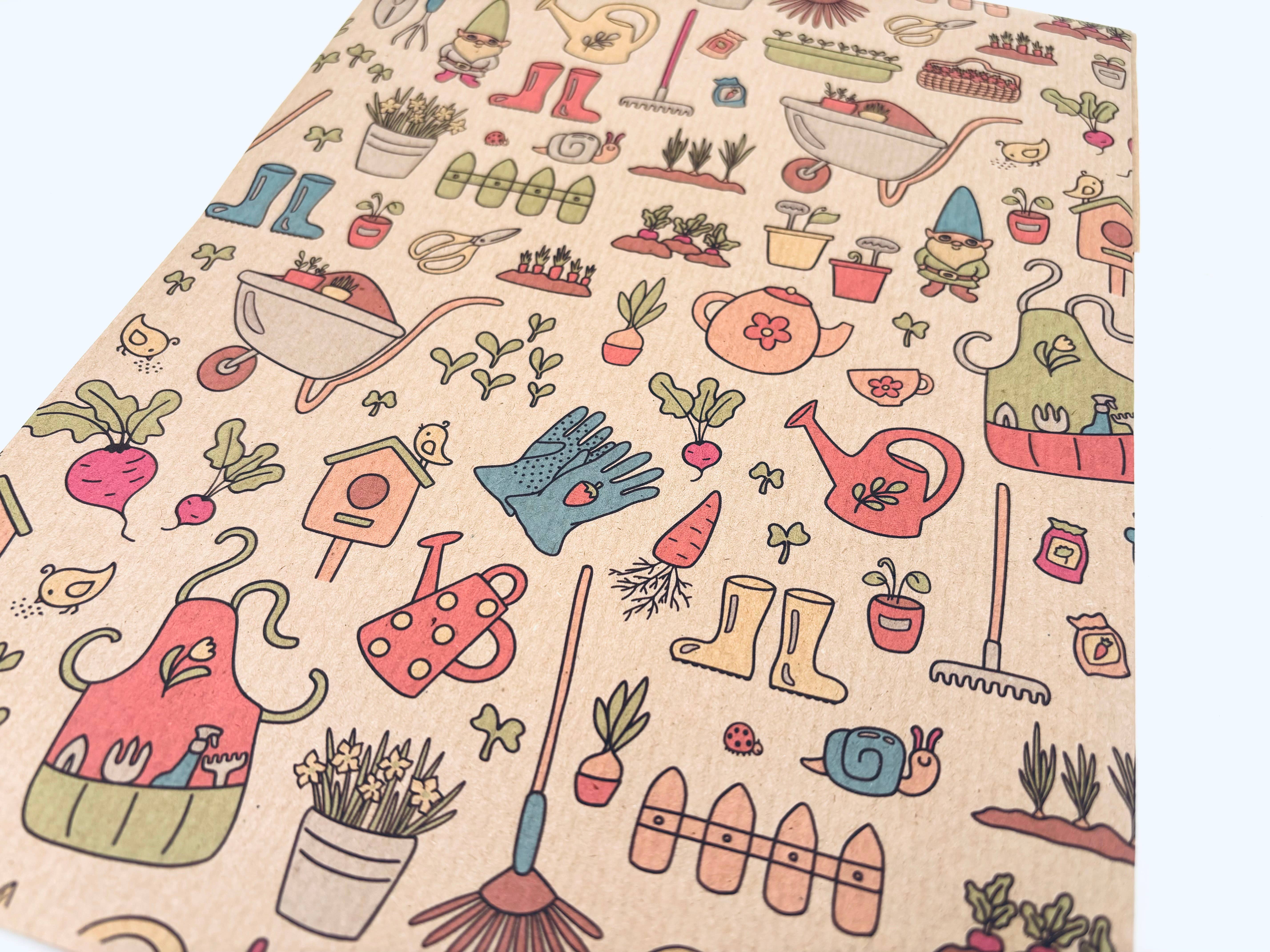 PlanetWrapIt - Wholesale Wrapping Paper Roll - In the Garden Recycled Kraft Wrapping Paper Gift Wrap 4